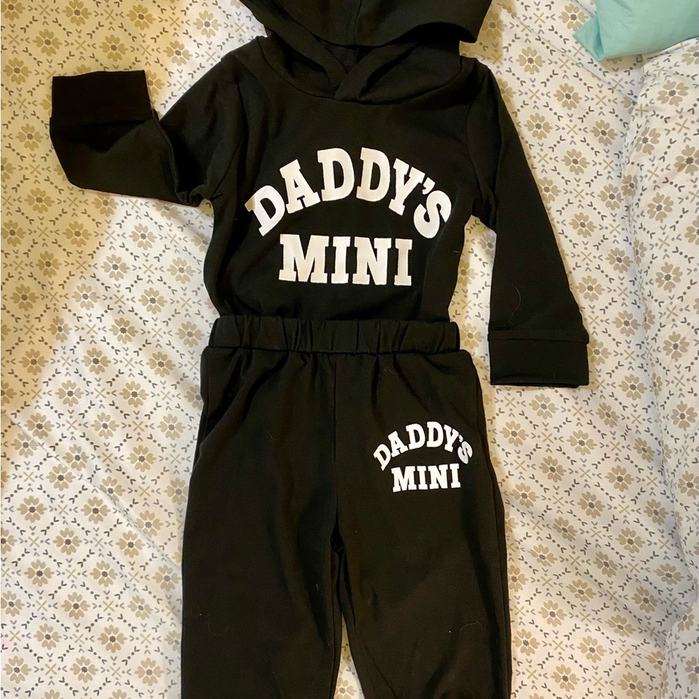 SHEIN Black "Daddy's Mini" Hoodie & Jogger Set